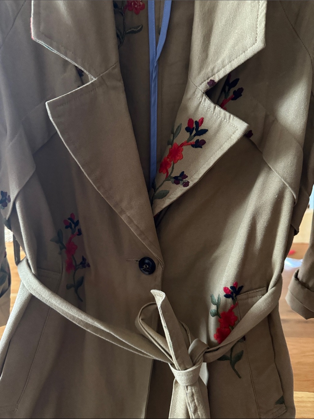 Anthropologie Cartonnier Floral Embroidered Trench Coat - Picture 5 of 7
